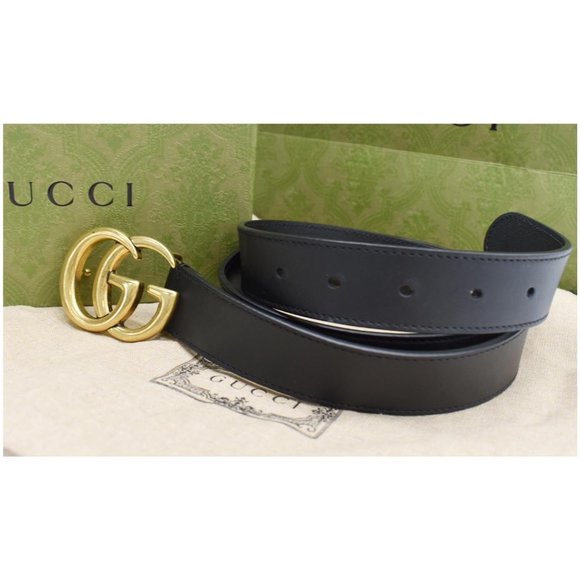GUCCI  Double G Buckle Leather Belt Black - Picture 2 of 5